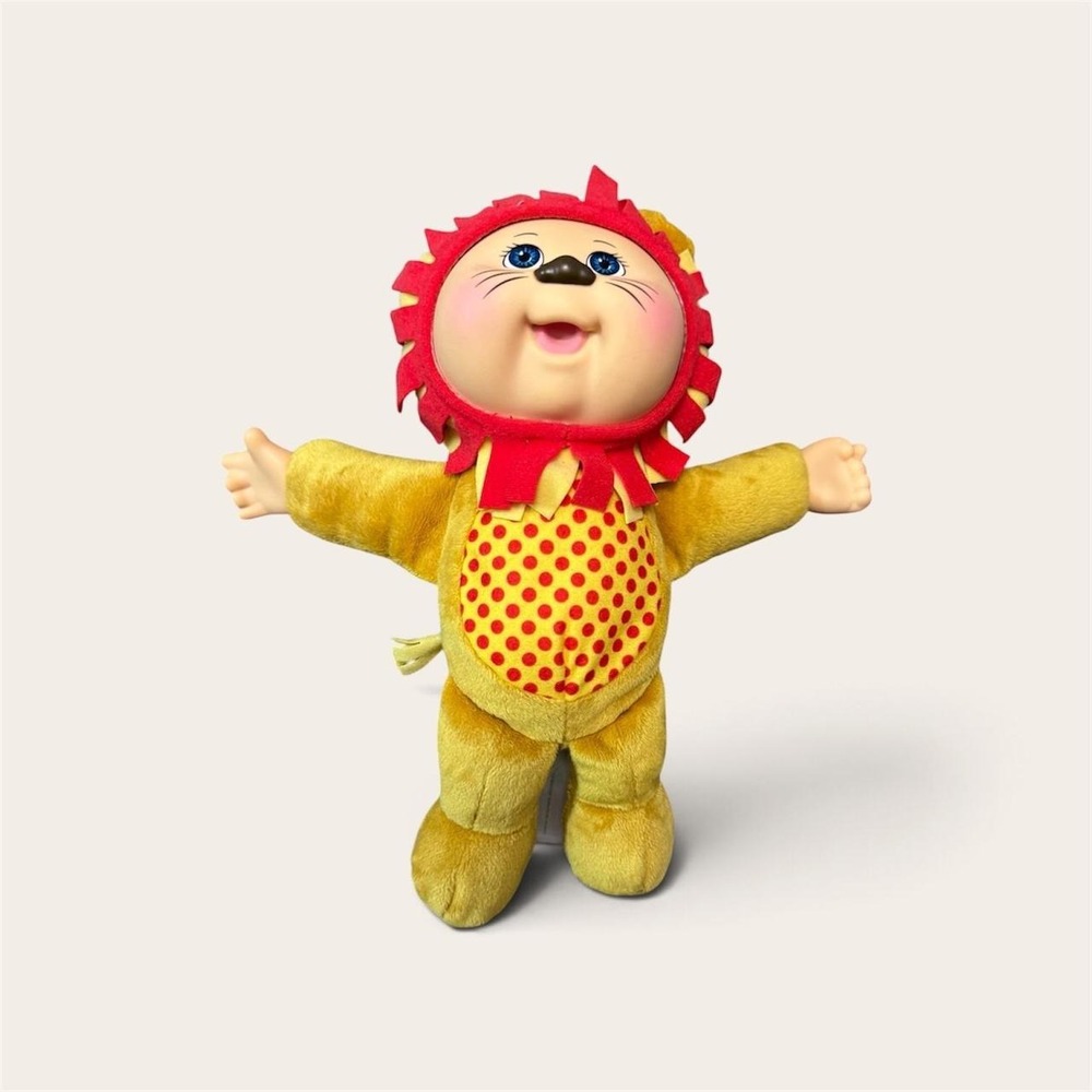 Cabbage Patch Kids Cuties Lion Plush Yellow Red Polka Dot Doll Blue Eyes Mane